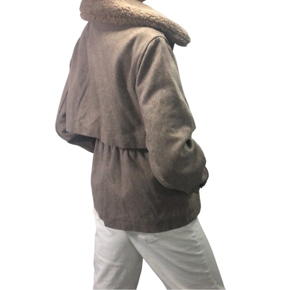 dh New York Addie Jacket Toggle Women's S Wool Blend Cropped Faux Sherpa Collar - Picture 4 of 13